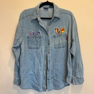 Vintage Winnie the Pooh Embroidered Denim Shirt